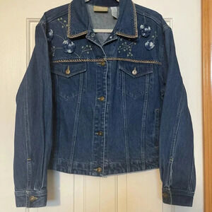 Liz Claiborne Vintage Y2K Embroidered Denim Jacket